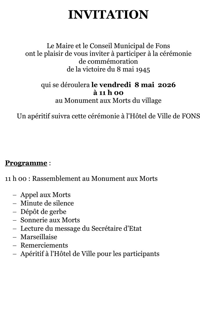 Invitation 8 mai 2026