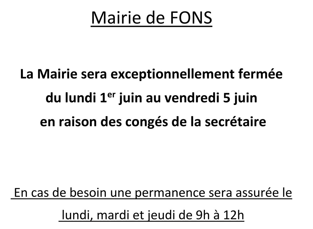 Fermeture de la Mairie